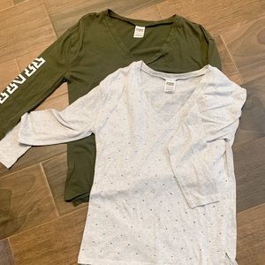 TWO Victoria Secret PINK long-sleeved shirts bundle